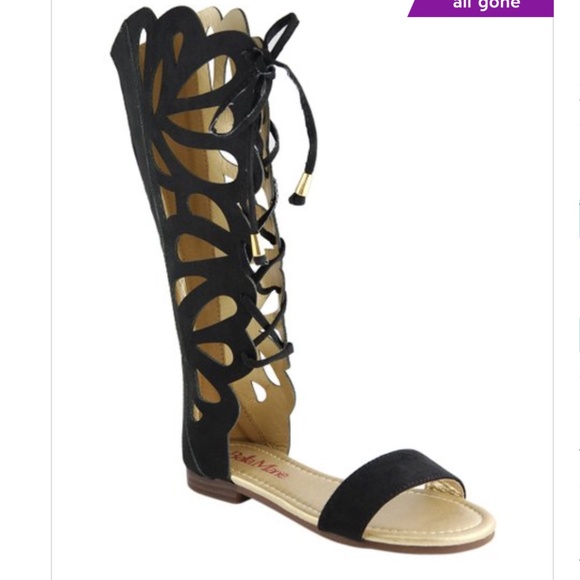 Bella Marie Butterfly Tall Gladiator Sandal TAN 10 - Picture 3 of 15